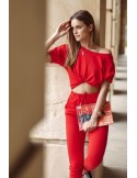 Set aus Hose und Sweatshirt mit Kette, rot FI640 – Online-Shop – Boutique